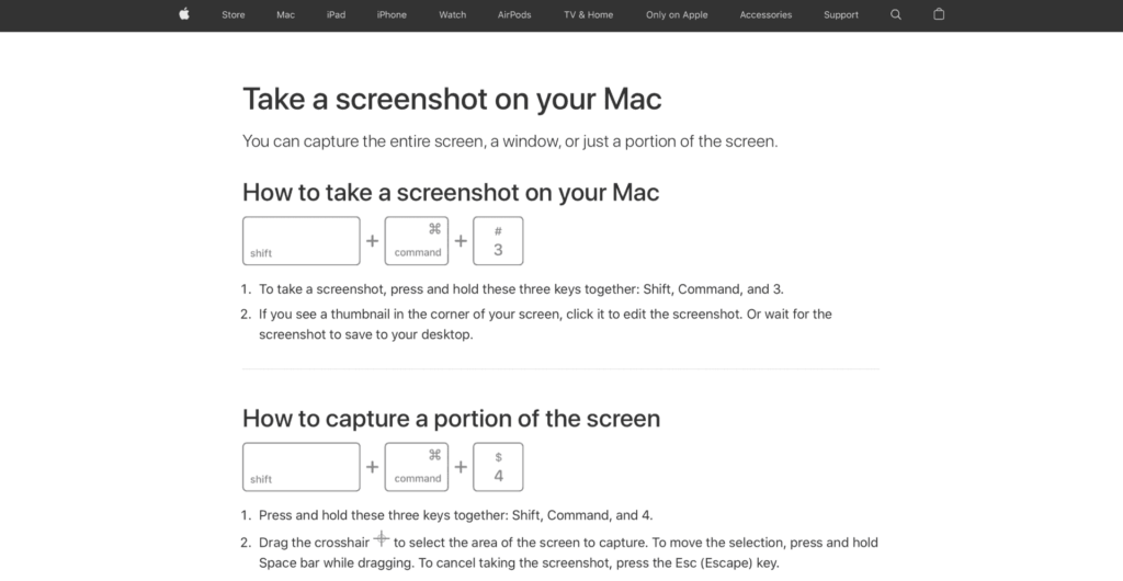 Quick reference guide of taking a screen shot on a Mac